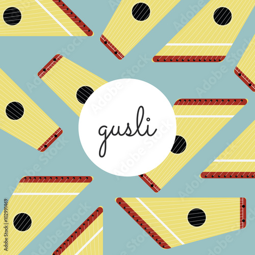folk string instrument gusli on a colored background