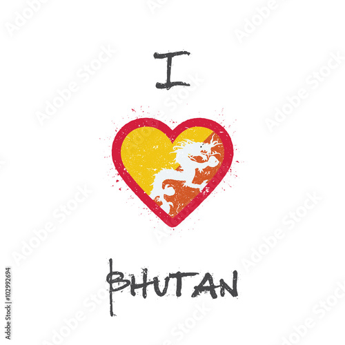 I love Bhutan t-shirt design with the Bhutan flag in a heart shape. Perfect for tourists and patriots.