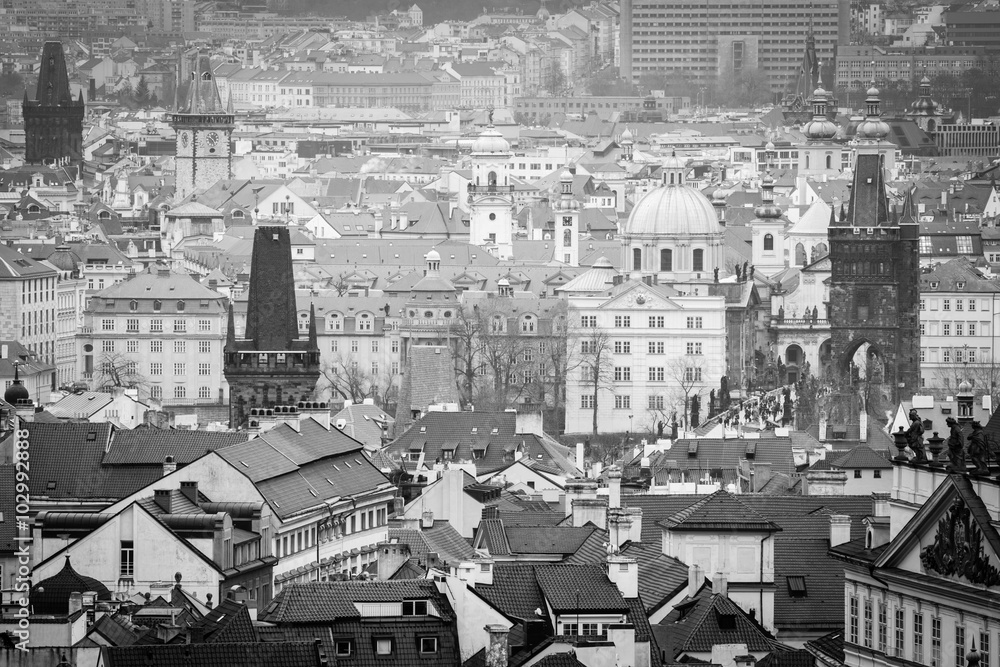 The Hundred spired Prague B&W