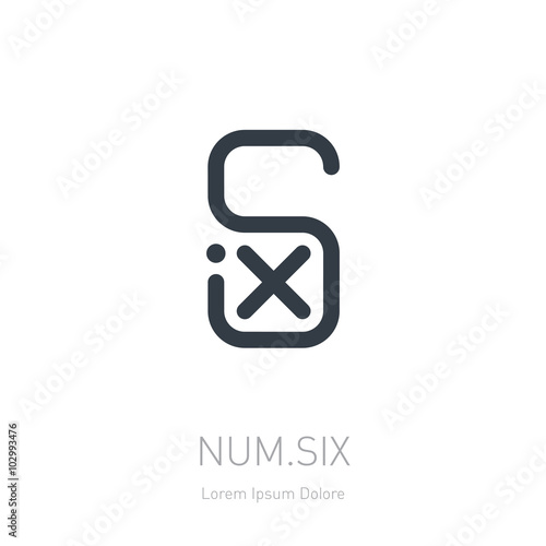 Number 6 logo template. Vector logotype or design element.