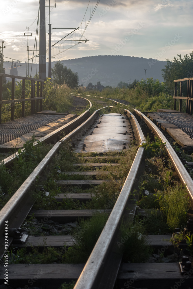 railway tracks at sunset