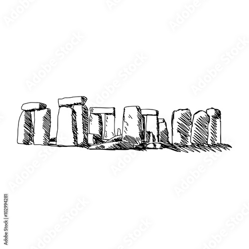 illustration vector doodle hand drawn of sketch stonehenge isola