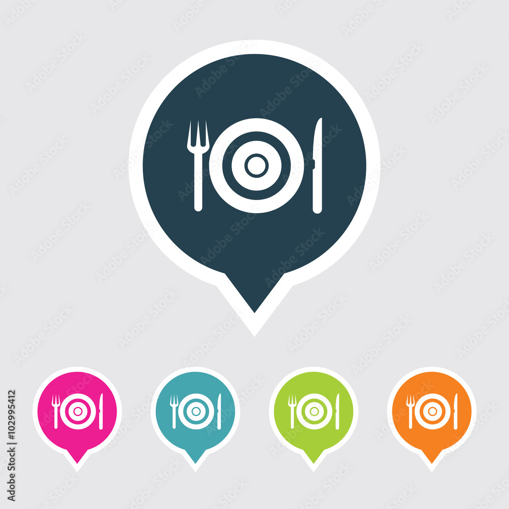 Very Useful Editable Restaurant Icon on Different Colored Pointer Shape. Eps-10. Very Useful Editable Restaurant Icon on Different Colored Pointer Shape. Eps-10.