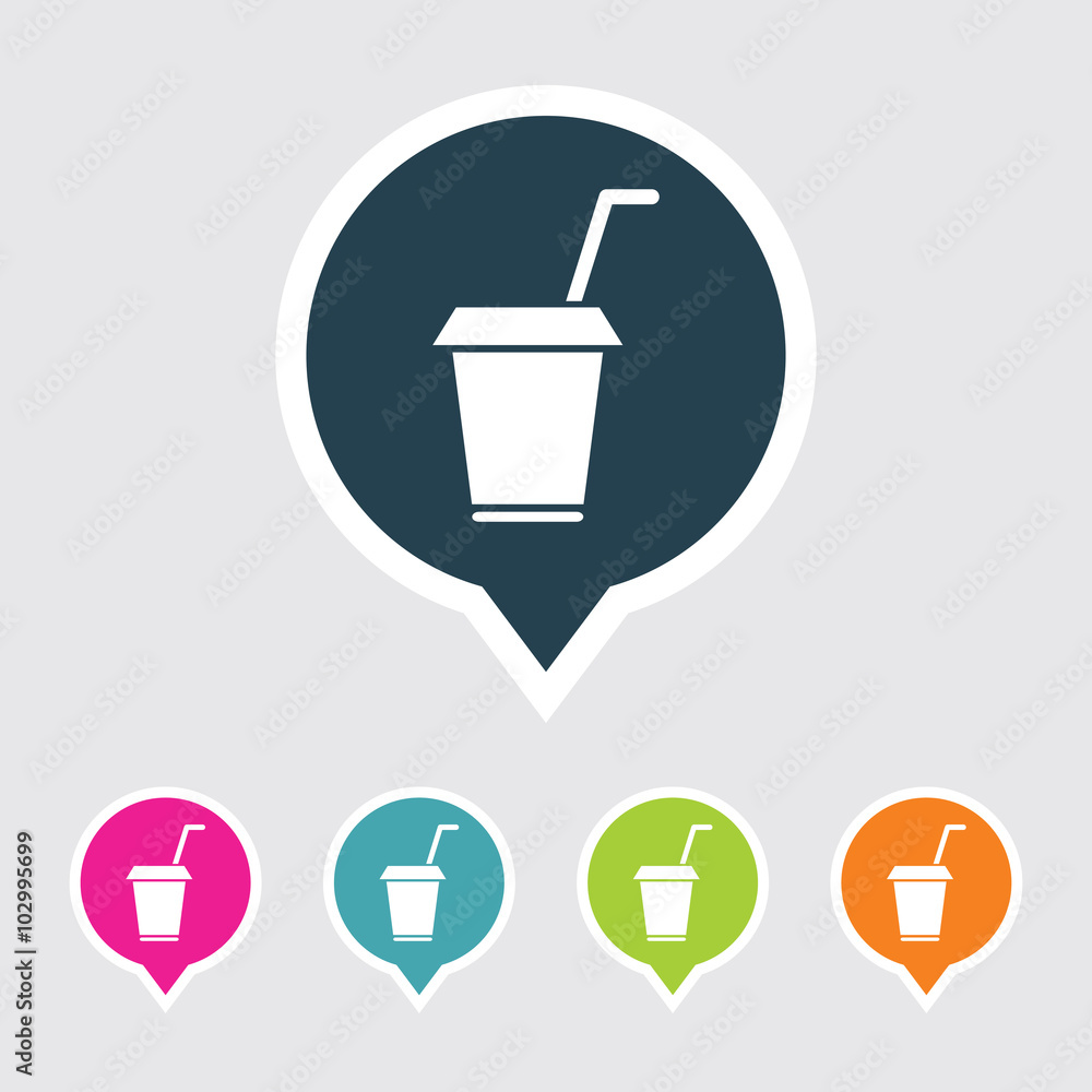 Very Useful Editable Drink Cup Icon on Different Colored Pointer Shape. Eps-10. Very Useful Editable Drink Cup Icon on Different Colored Pointer Shape. Eps-10.