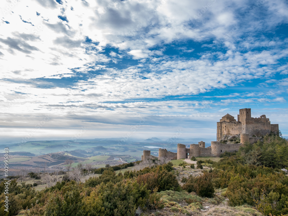 Medieval castle of Loarre in wildness of Aragon, Spain
