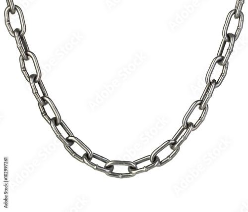 Metal chain close-up isolated on a white background.