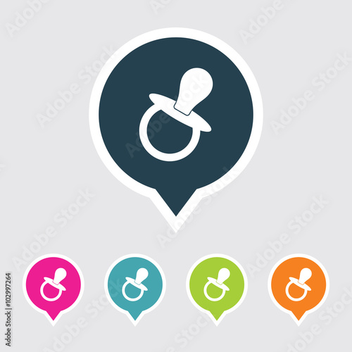 Very Useful Editable Baby Soother Icon on Different Colored Pointer Shape. Eps-10.