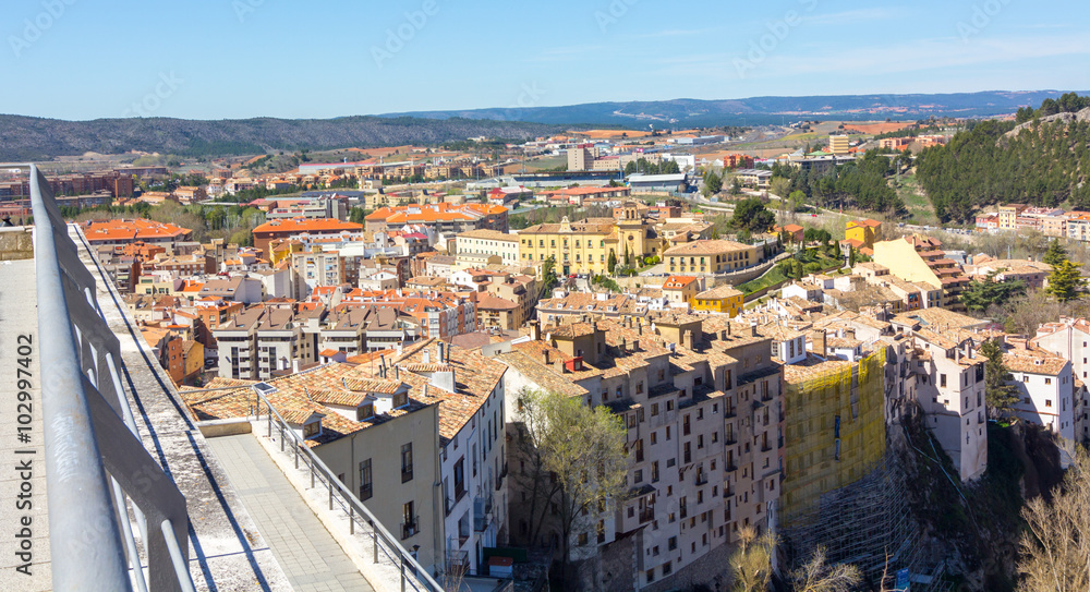 Fototapeta premium Aerial view of the monumental city of Cuenca, Spain