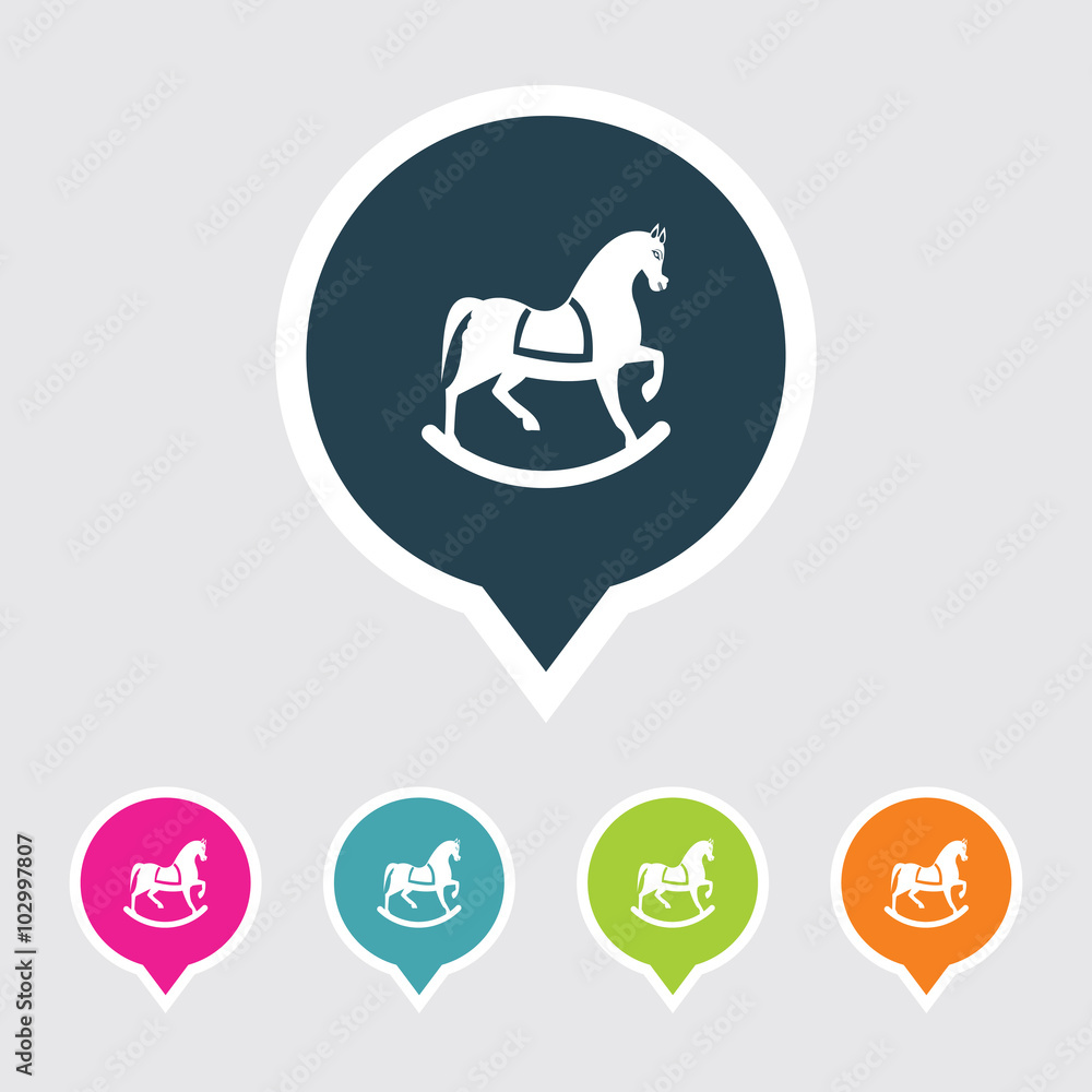 Obraz premium Very Useful Editable Toy Horse Icon on Different Colored Pointer Shape. Eps-10.