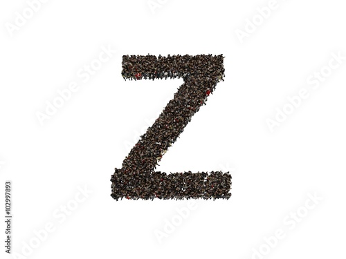 3d characters forming the letter Z