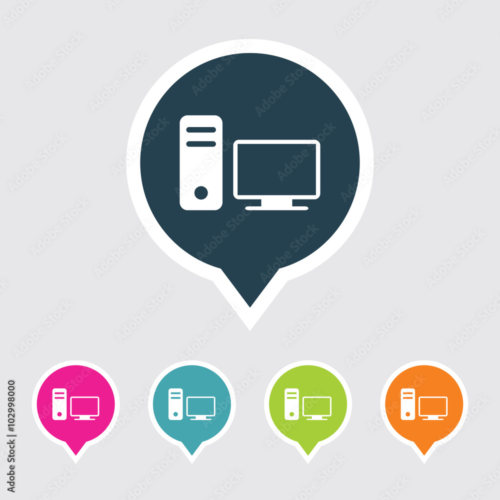 Very Useful Editable Desktop Computer Icon on Different Colored Pointer Shape. Eps-10. Very Useful Editable Desktop Computer Icon on Different Colored Pointer Shape. Eps-10.