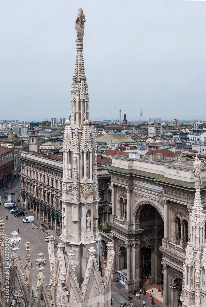 MILAN, ITALY - MAY 19, 2010: A view from the roof of Milan Cathe
