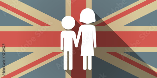 Long shadow UK flag icon with a childhood pictogram