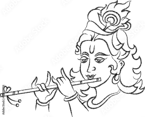 Bild auf Leinwand Lord Krishna Stipple Effect