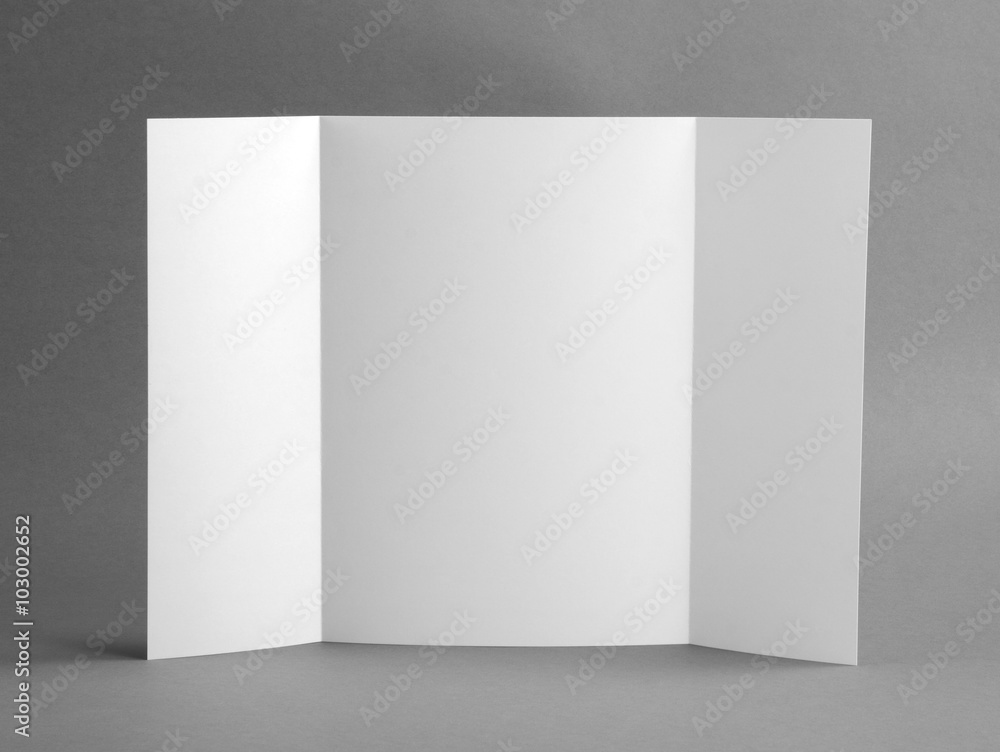 Blank gate fold brochure on grey to replace your design. Blank gate fold brochure on grey to replace your design.