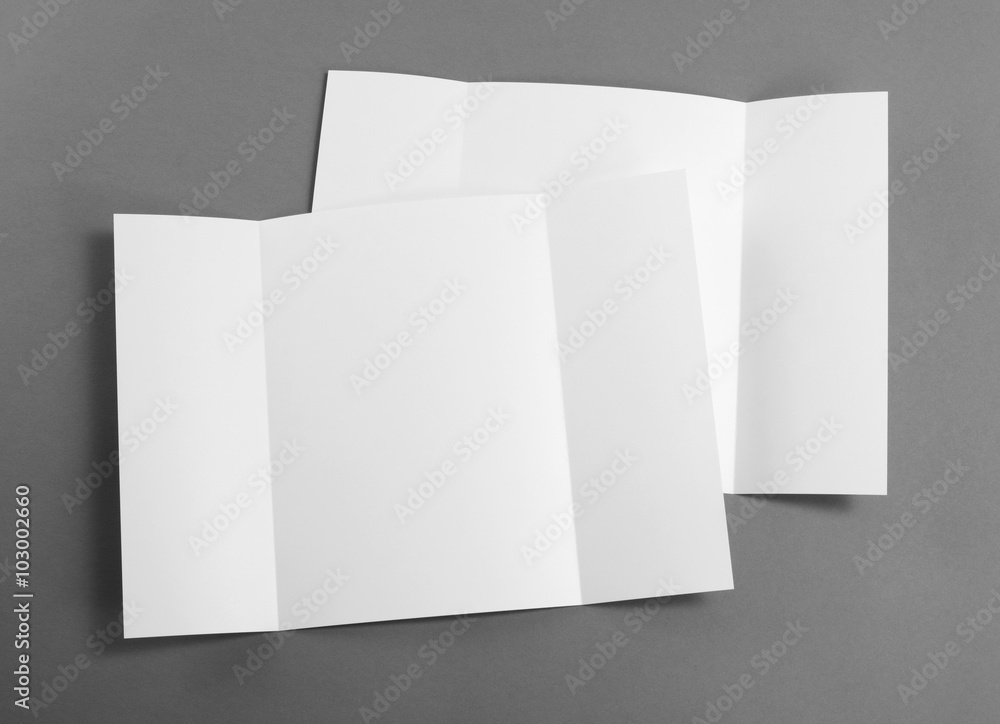 Blank gate fold brochure on grey to replace your design. Blank gate fold brochure on grey to replace your design.