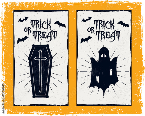 Hand drawn textured Halloween card.