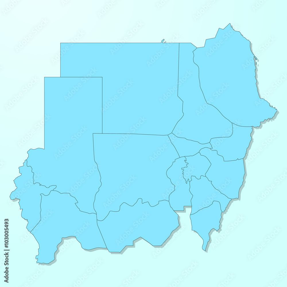 Obraz premium Sudan blue map on degraded background vector
