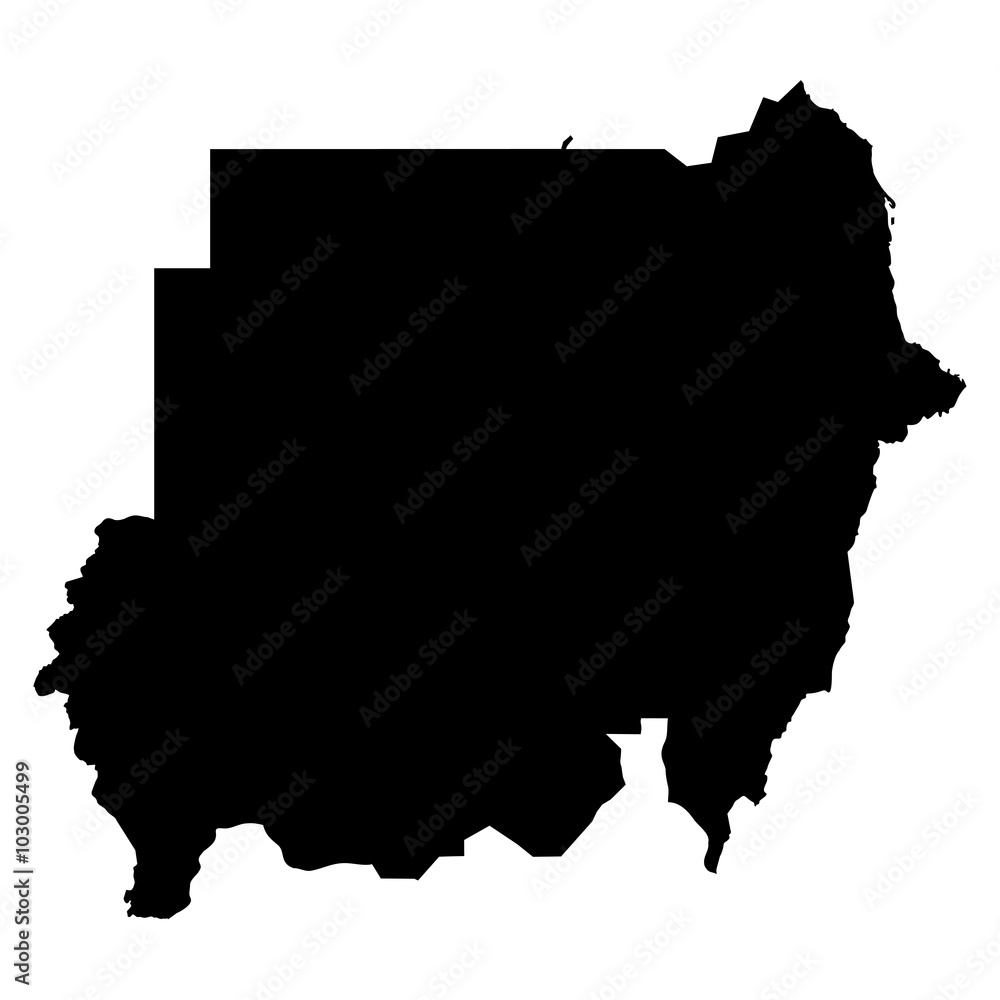 Sudan map on white background vector Sudan map on white background vector