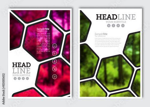 Business brochure design template. Vector flyer layout, blur background with elements for magazine, cover, poster design. A4 size.
