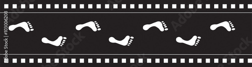 footsteps on movie tape vector illustration. Eps10
