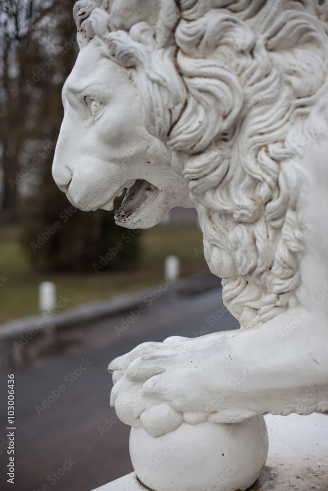 Cast iron lion at the Yelagin Palace, St. Petersburg, Russia