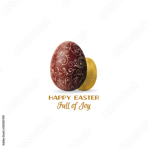 Easter background. Vector Easter decorated chocolate and golden eggs, vector design