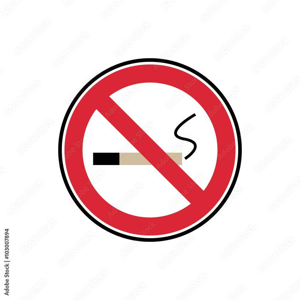 vector symbol no smoking red and black sign isolated on white vector symbol no smoking red and black sign isolated on white