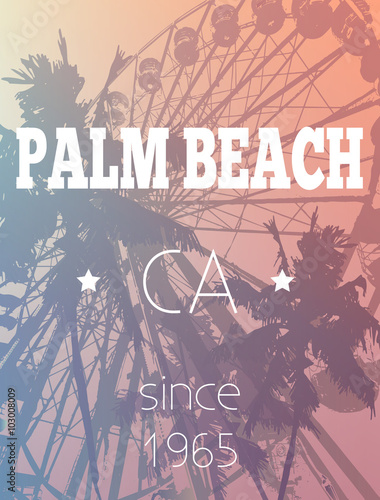 Fun fair and palm trees print in vector