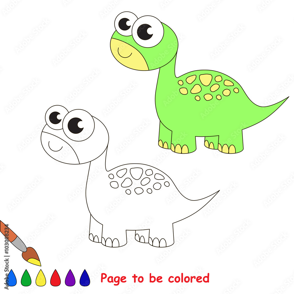 Brontosaurus cartoon. Page to be colored. 