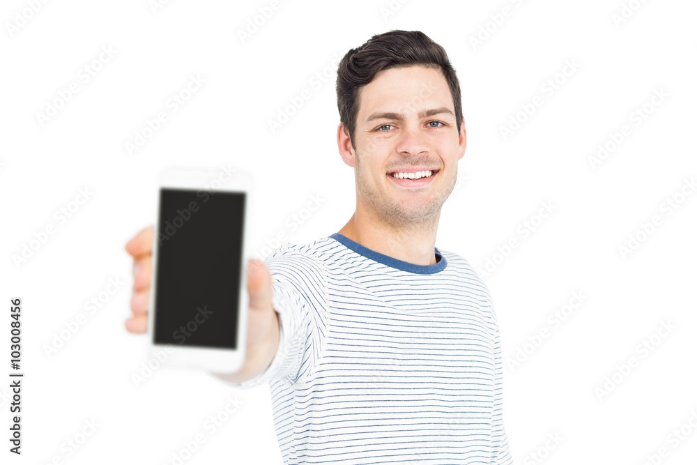 Man showing phone to camera Man showing phone to camera