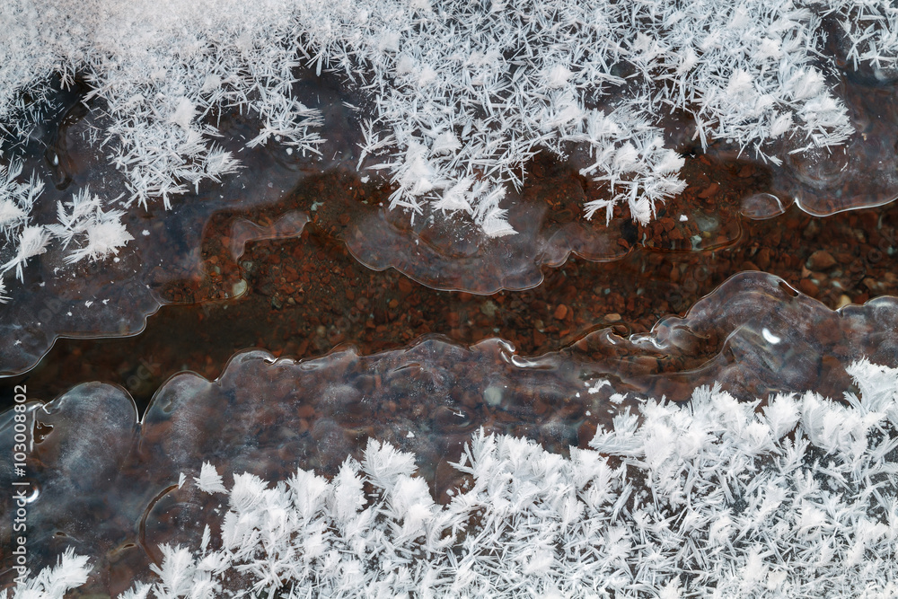 rivulet, snowflakes and ice rivulet, snowflakes and ice