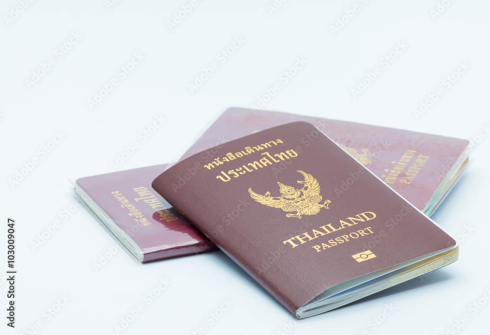 Thai passport, isolated on white background Thai passport, isolated on white background