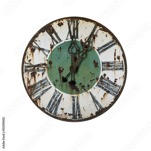 Verrostetes Zifferblatt Fünf nach Zwölf