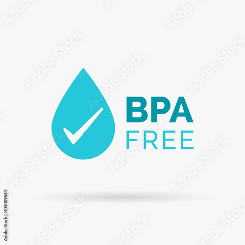 BPA free icon design. BPA free symbol design. BPA free design with water drop and tick sign. Vector illustration.