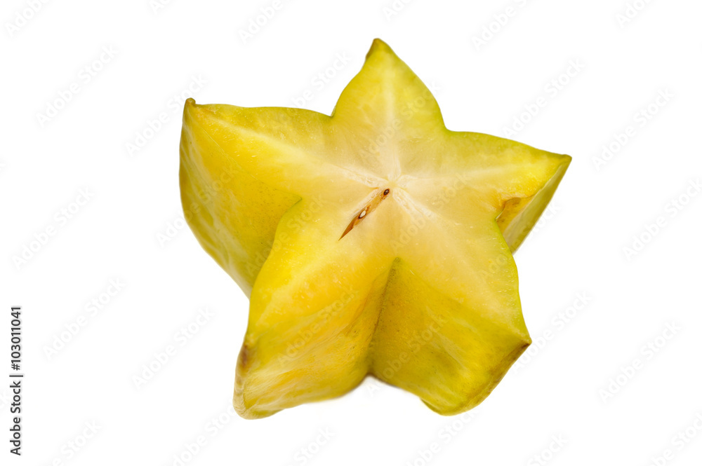 Close up view of the carambola on white Close up view of the carambola on white