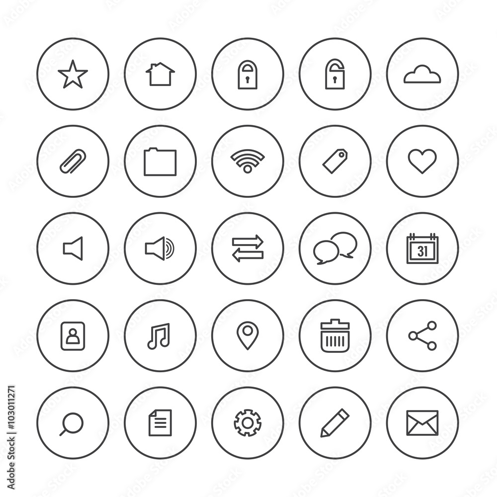 Round Line Website Vector Icons Set. Round Line Website Vector Icons Set.