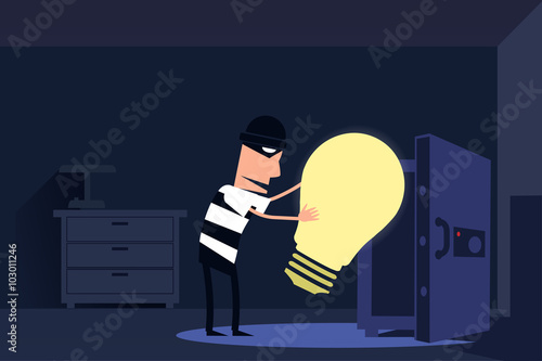 Employees are working at night, a thief steal the idea.