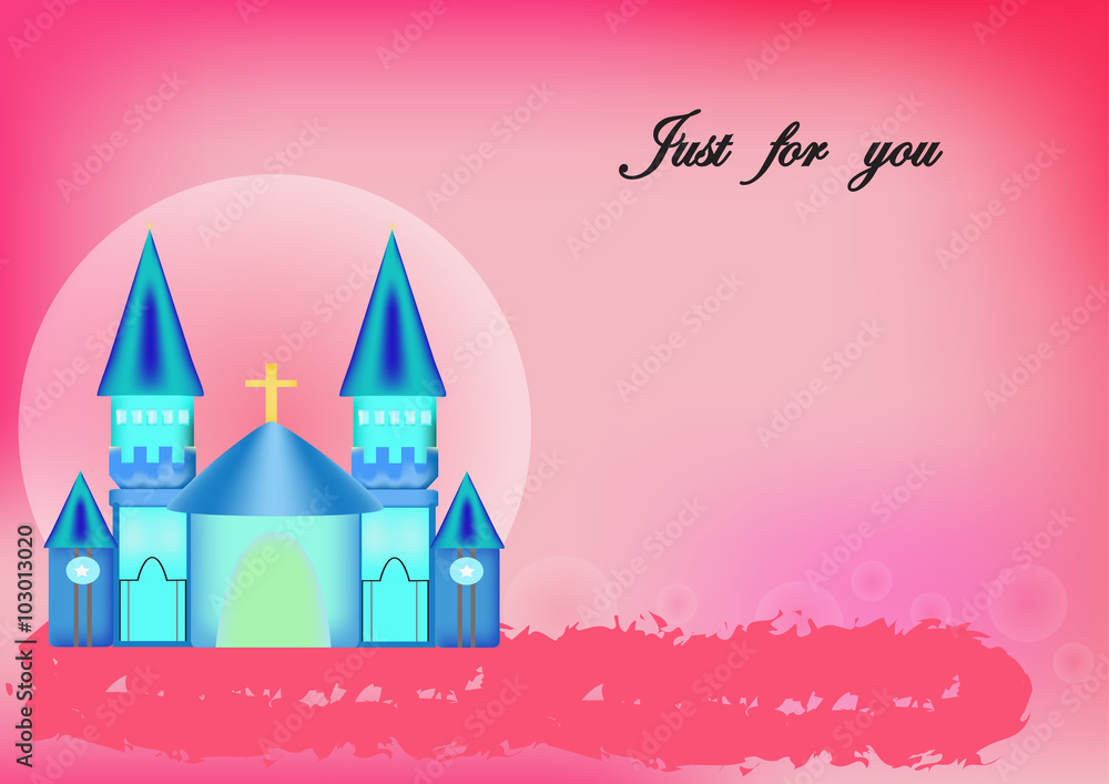Fototapeta premium Church worship blue pink background.