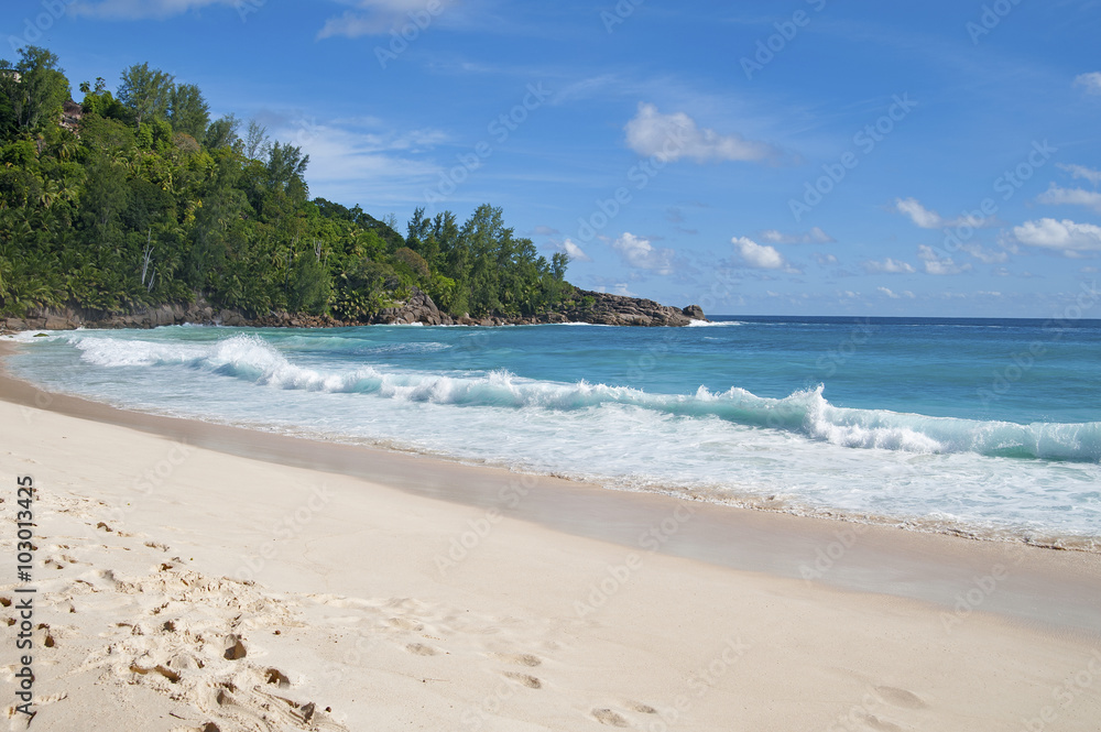 Beach on the island of Mahe in the Seychelles..