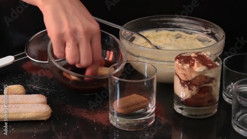 tiramisu dessert in glass cups