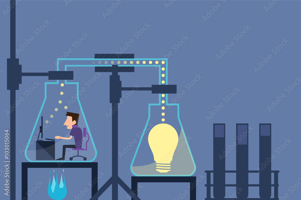 Employees are working on the bottle beaker and extracted knowledge is the ideas Employees are working on the bottle beaker and extracted knowledge is the ideas