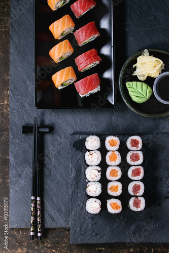 Sushi set nigiri and rolls