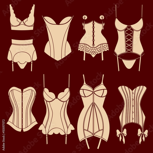 Set of vintage lingerie elements