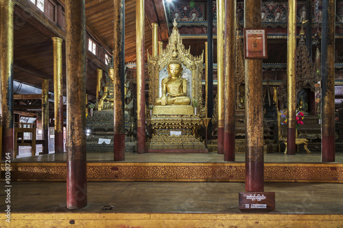 Buddha Shrine - Inside the Nga Phe Kyaung Monastery,  Taunggyi, photo