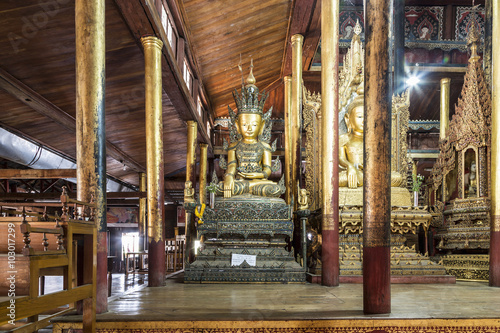 Buddha Shrine - Inside the Nga Phe Kyaung Monastery,  Taunggyi, Myanmar (Barma). photo