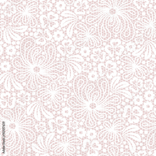 Seamless white lace on pink background