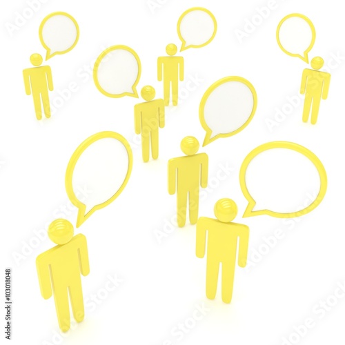 people with talk bubbles isolated over a white background