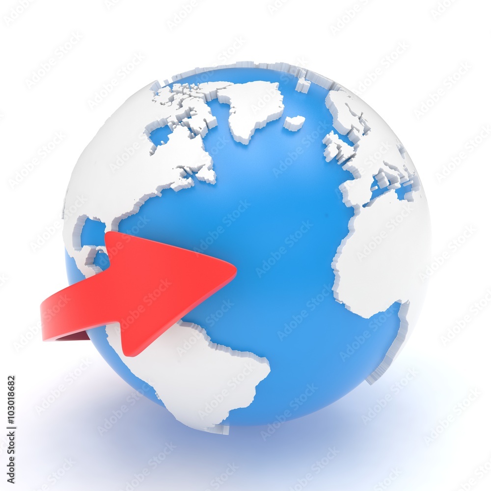 Fototapeta premium Arrow and Earth globe. 3d render