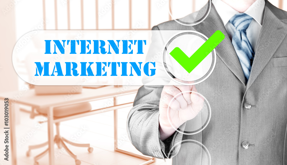 business man pressing checkbox internet marketing business man pressing checkbox internet marketing
